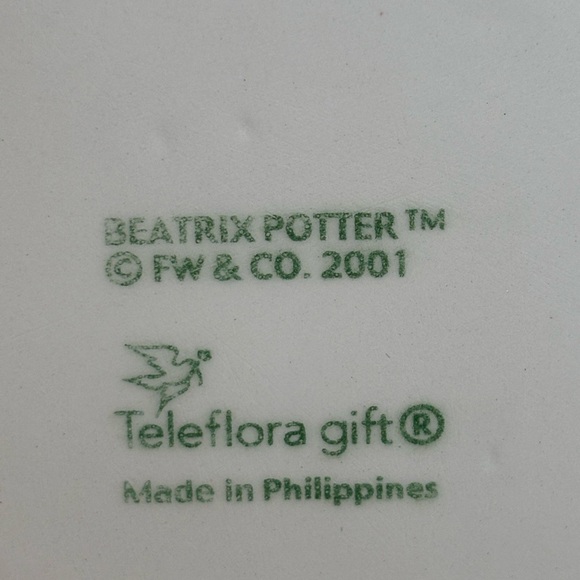 2001-Beatrix Potter “Peter Rabbit” W/White Fence-Ceramic Planter Teleflora - Picture 8 of 10